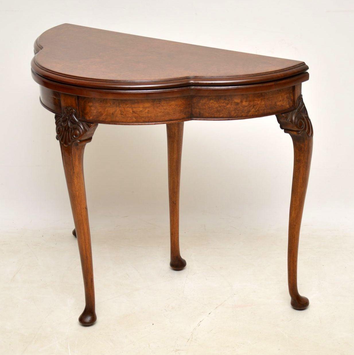 Antique Burr Walnut Card Table In Good Condition In London, GB
