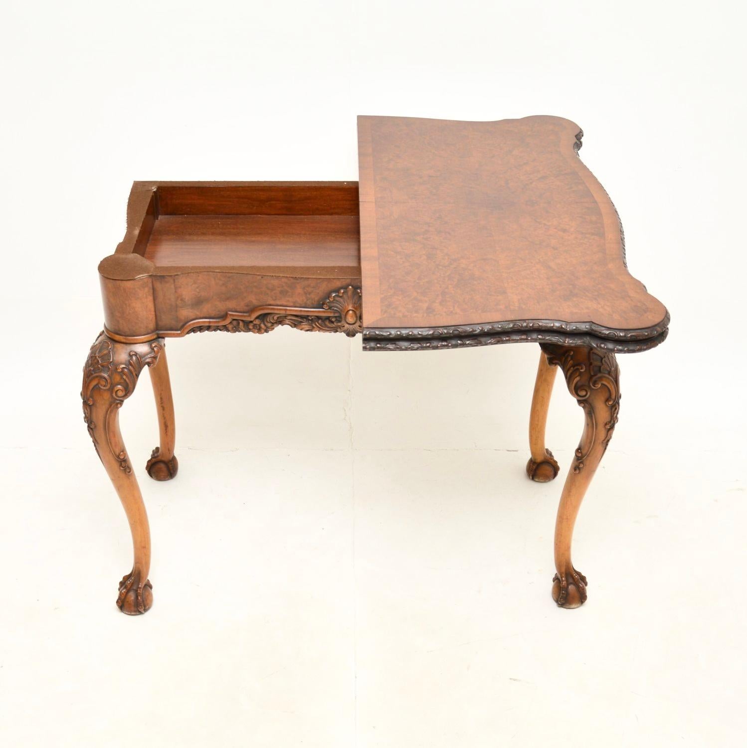 Antique Burr Walnut Card Table In Good Condition For Sale In London, GB