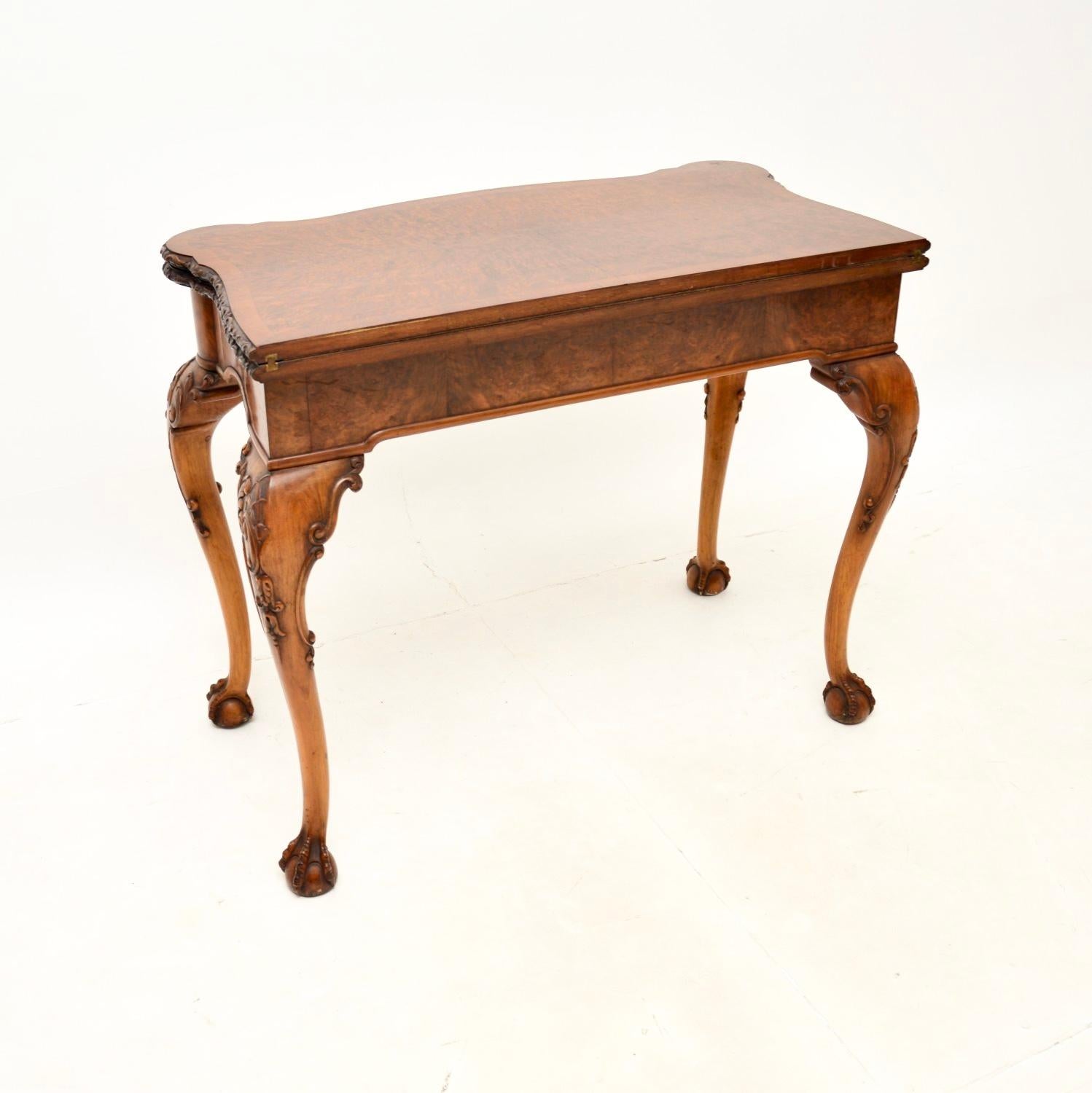 Early 20th Century Antique Burr Walnut Card Table For Sale