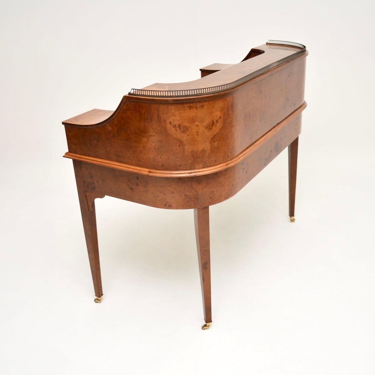 Antique Burr Walnut Carlton House Desk For Sale 3