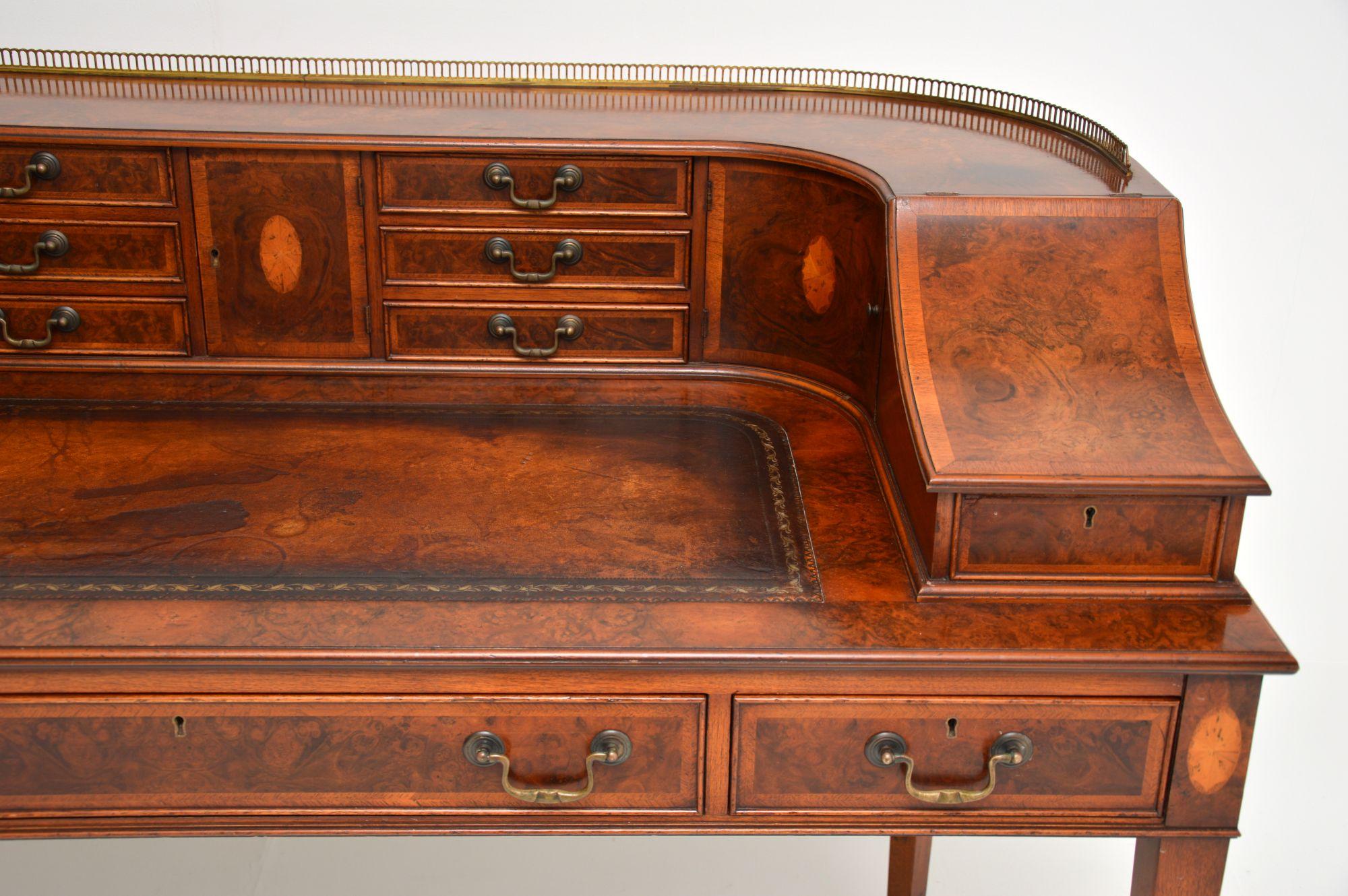Sheraton Antique Burr Walnut Carlton House Desk