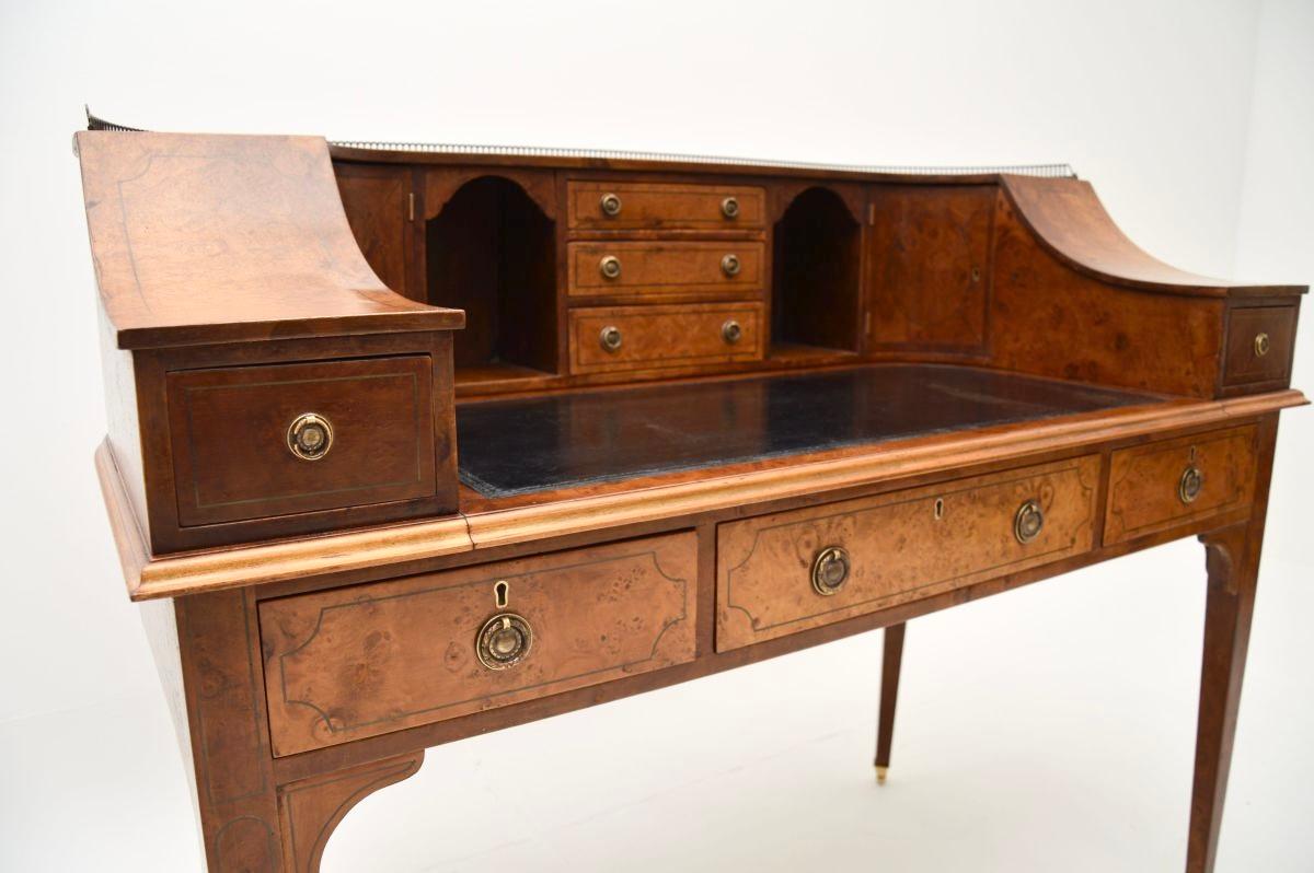 Late 19th Century Antique Burr Walnut Carlton House Desk For Sale