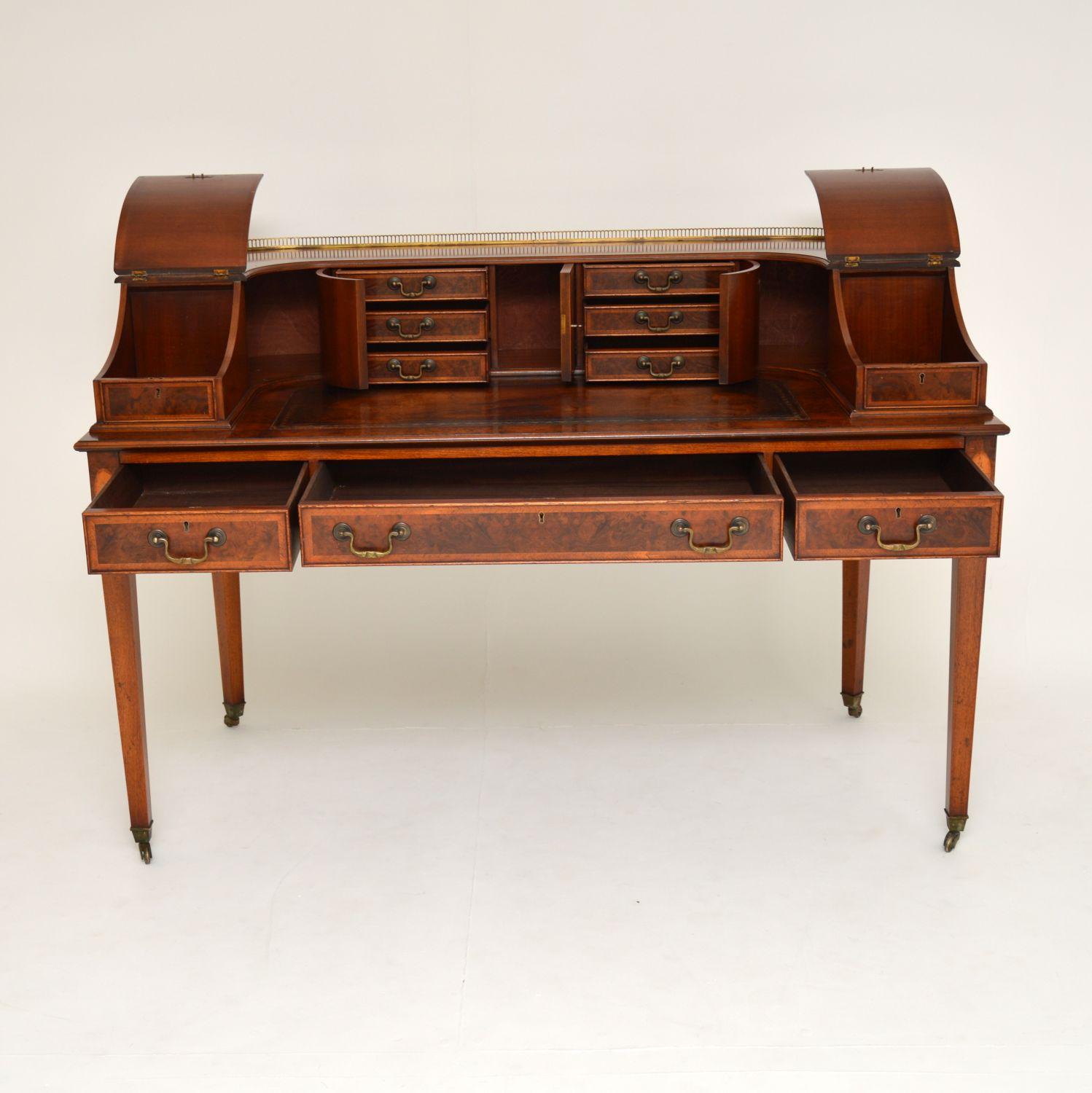 Brass Antique Burr Walnut Carlton House Desk