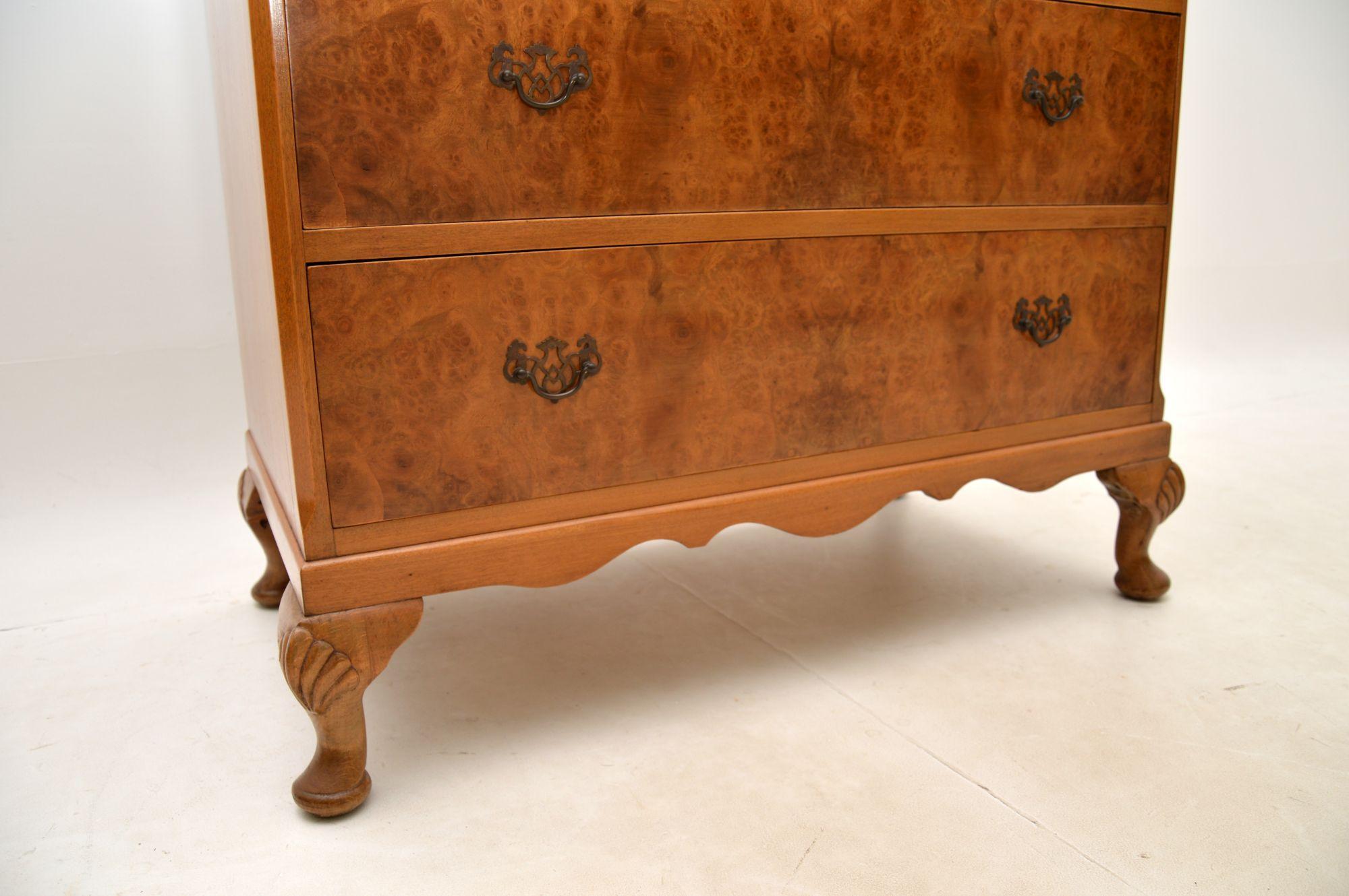 Antique Burr Walnut Chest of Drawers For Sale 5