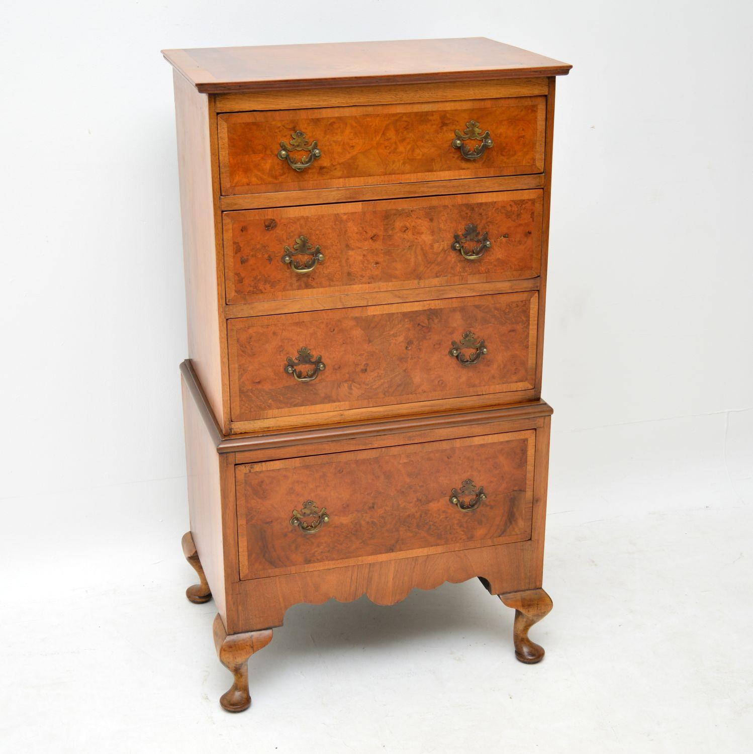 antique burr walnut chest of drawers