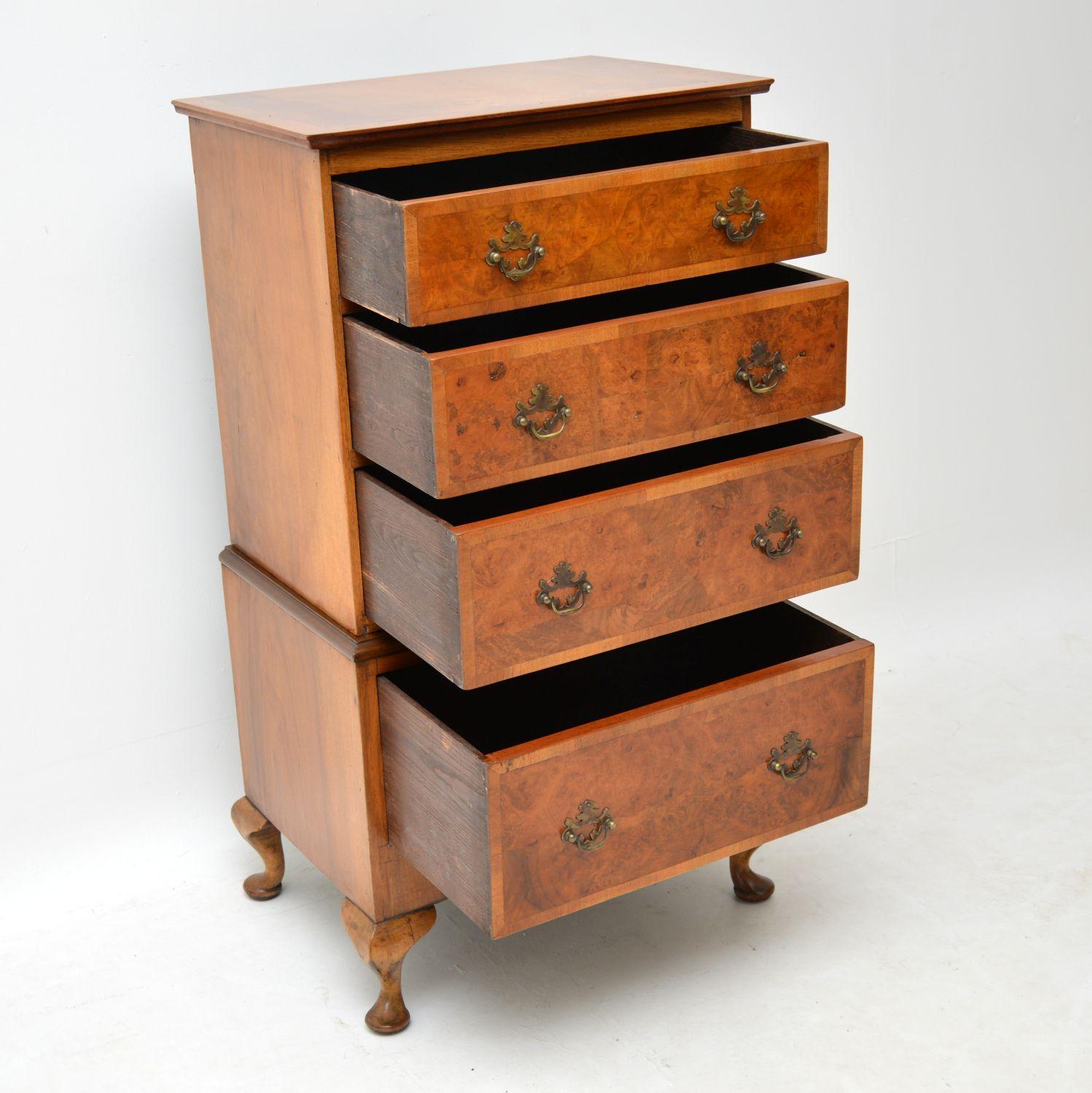 English Antique Burr Walnut Chest of Drawers