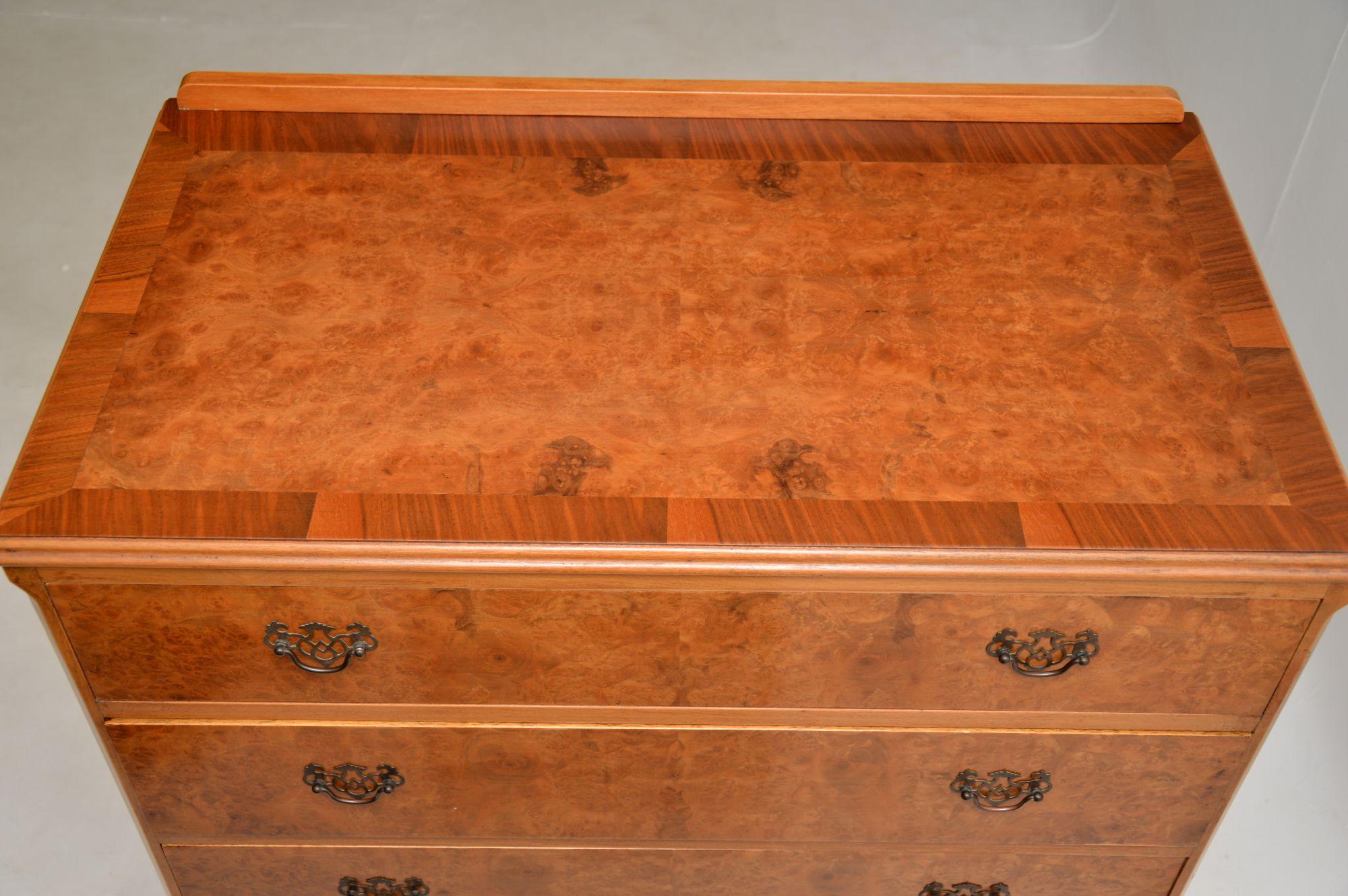 Mid-20th Century Antique Burr Walnut Chest of Drawers For Sale