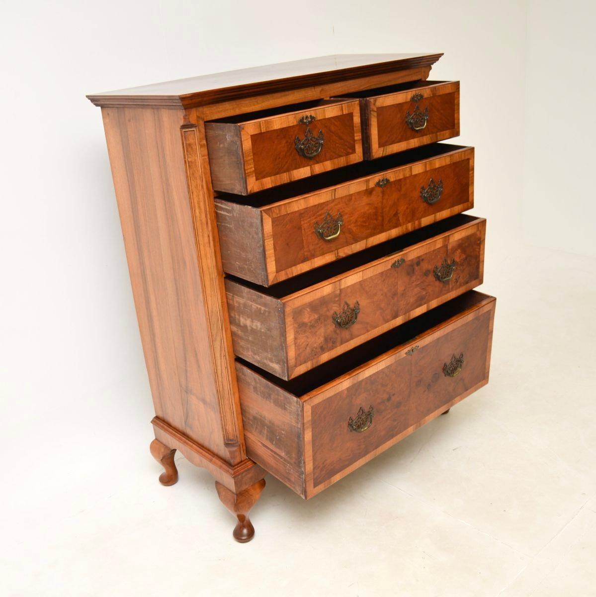 Late 19th Century Antique Burr Walnut Chest of Drawers For Sale