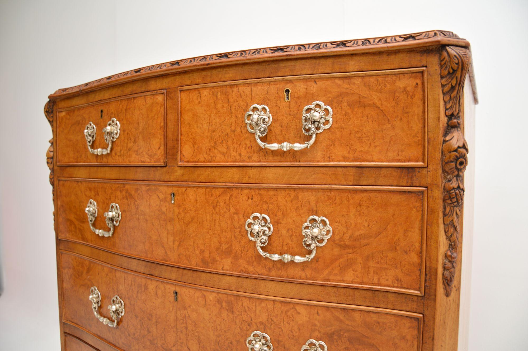 Antique Burr Walnut Chest of Drawers For Sale 3