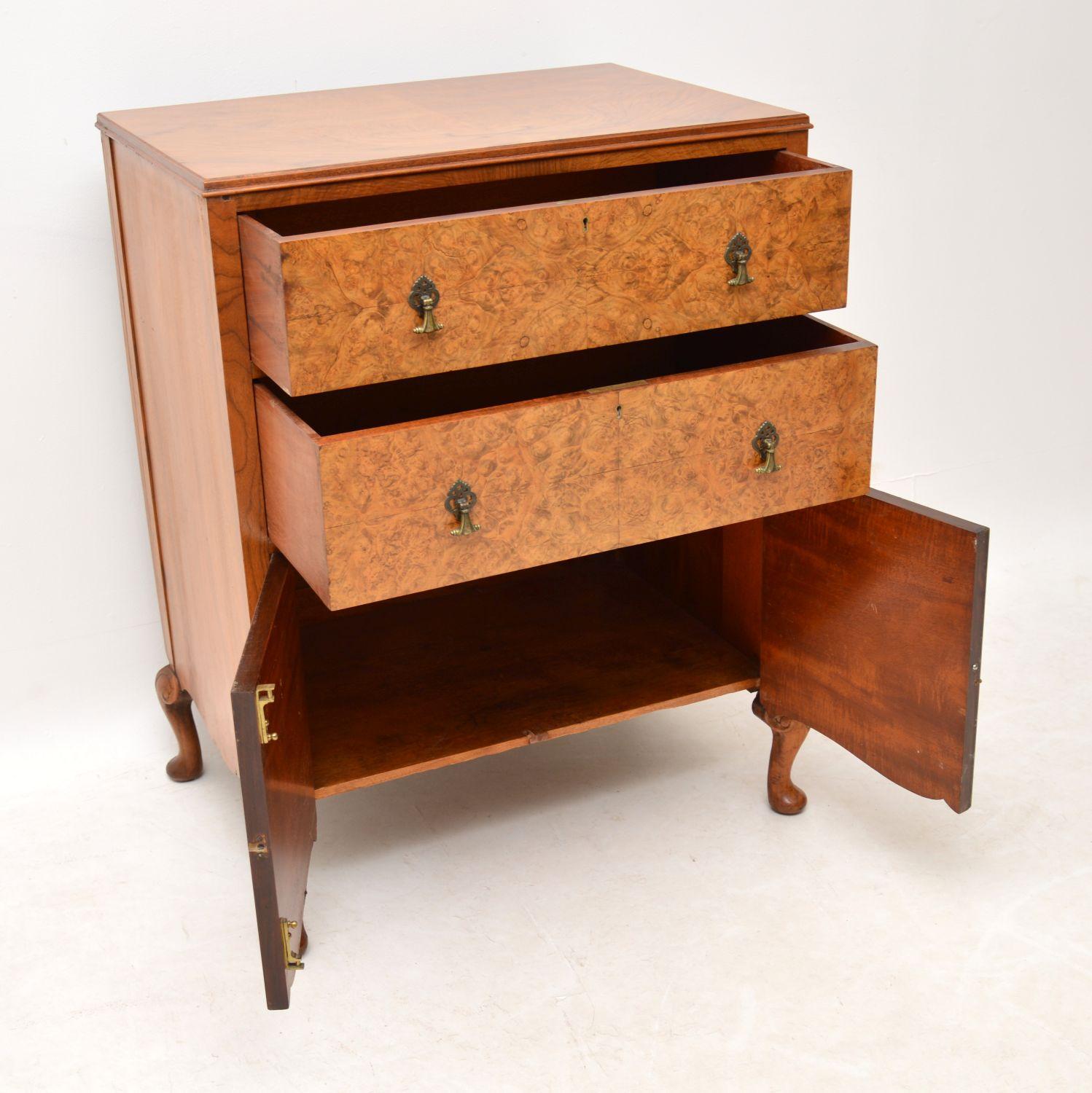 Antique Burr Walnut Chest on Cabinet In Good Condition In London, GB