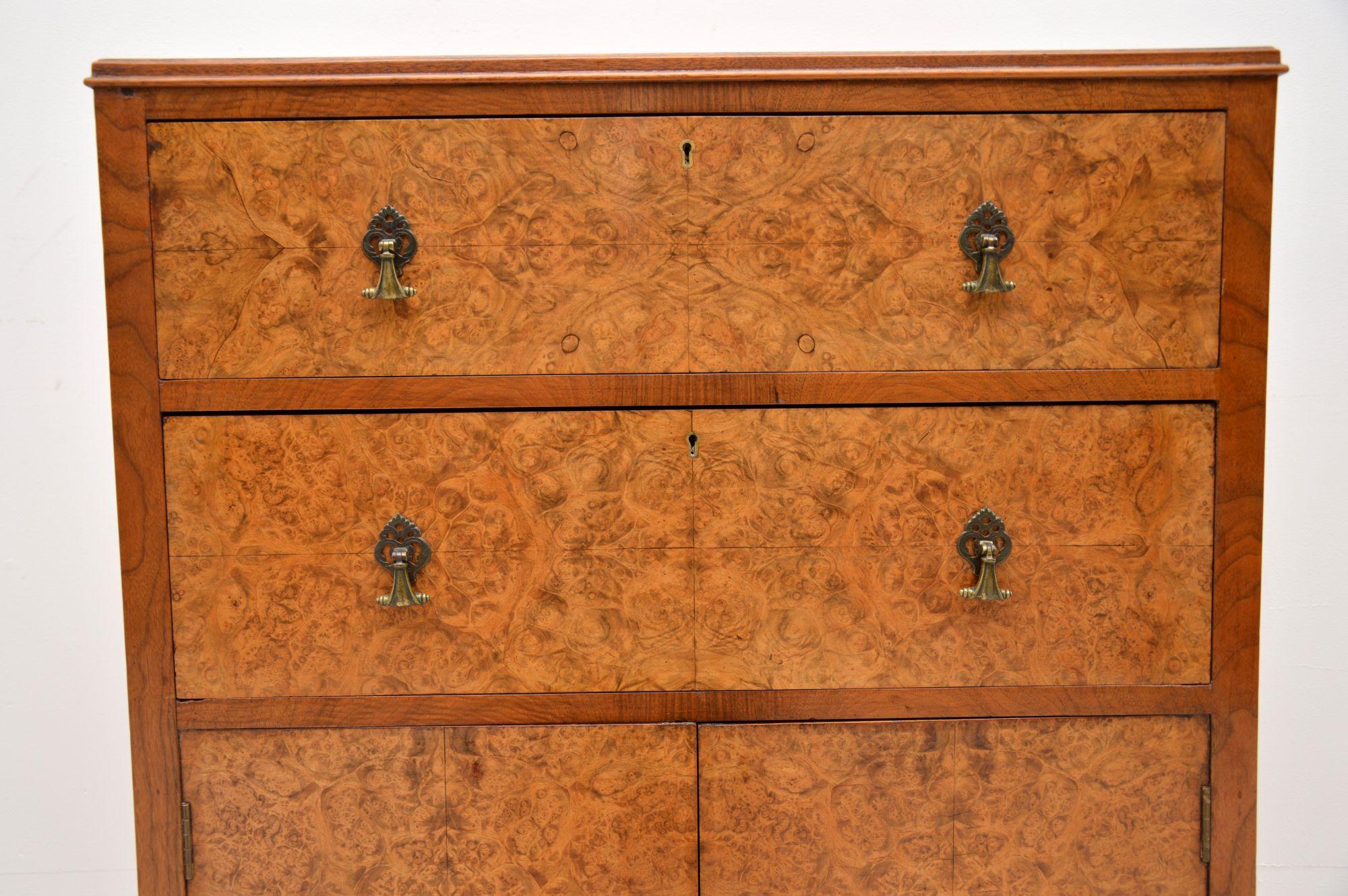 Antique Burr Walnut Chest on Cabinet 3