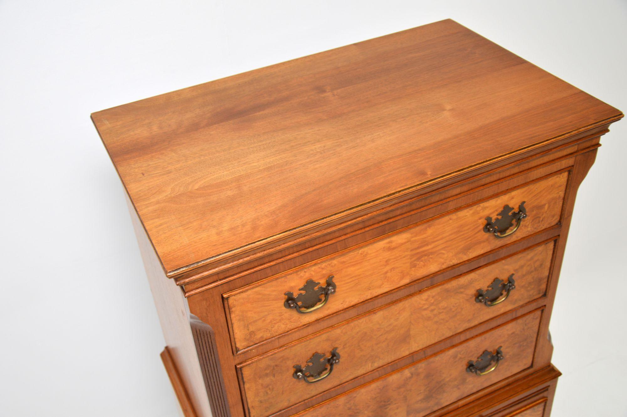 Antique Burr Walnut Chest on Chest of Drawers 4