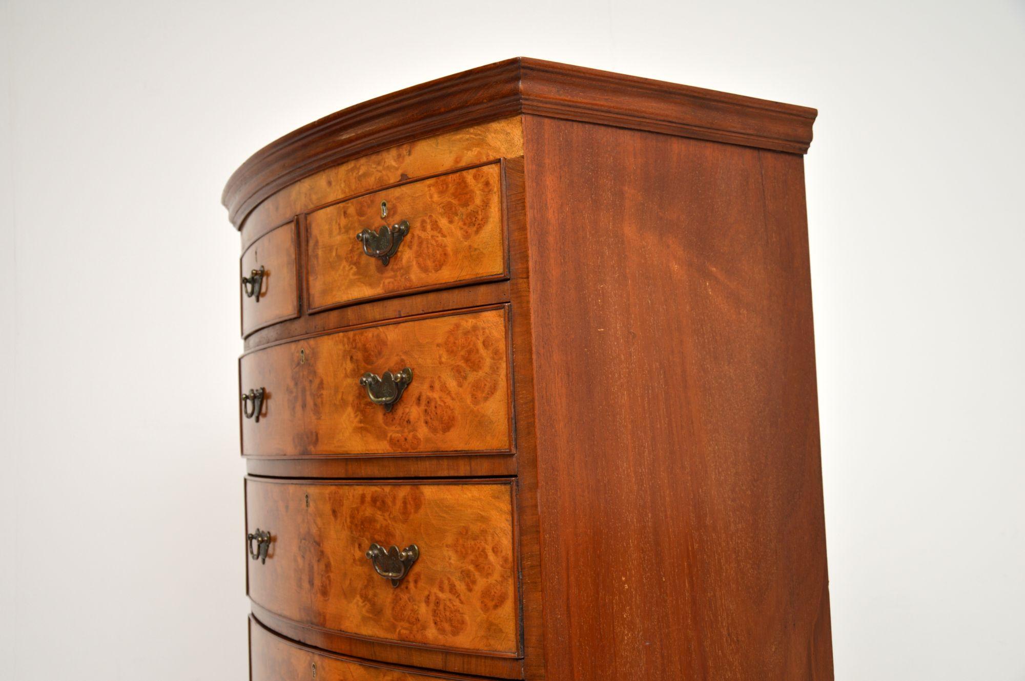 Antique Burr Walnut Chest on Chest of Drawers For Sale 4