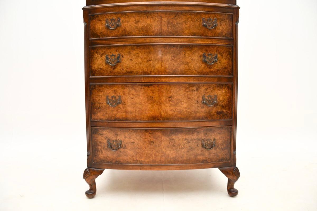 Antique Burr Walnut Chest on Chest of Drawers 4