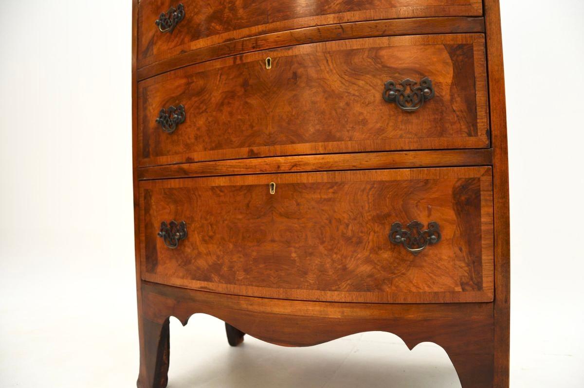 Antique Burr Walnut Chest on Chest of Drawers For Sale 4