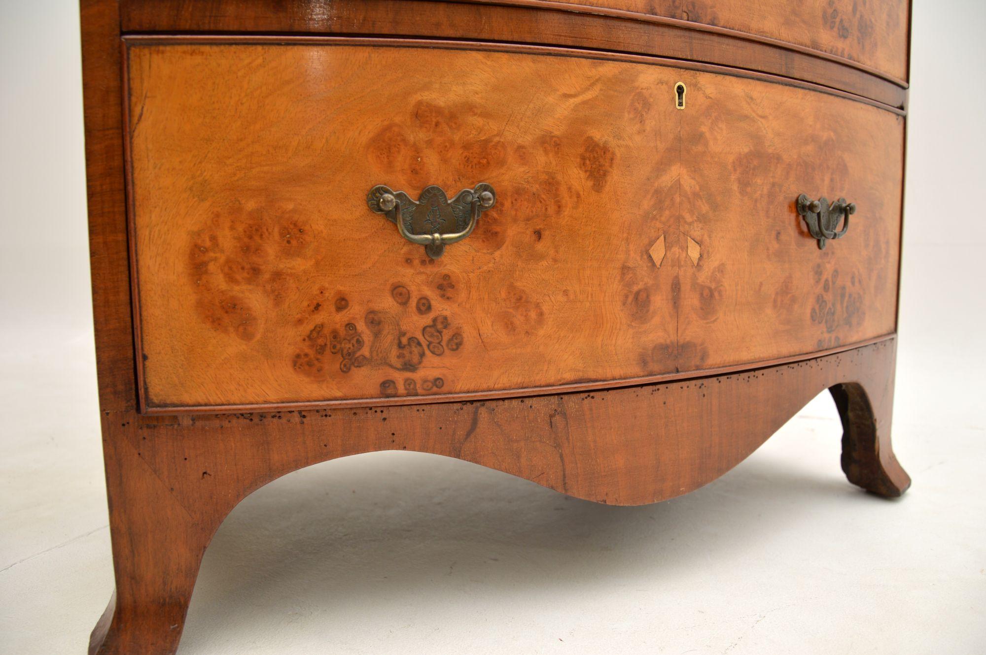 Antique Burr Walnut Chest on Chest of Drawers For Sale 6