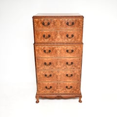 Antique Burr Walnut Chest on Chest of Drawers