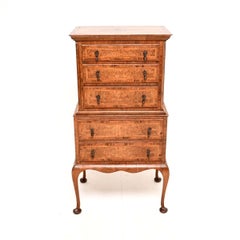 Antique Burr Walnut Chest on Chest of Drawers