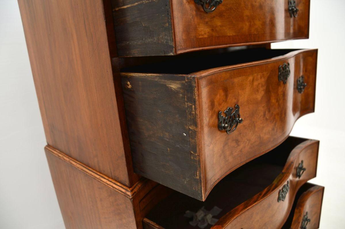 British Antique Burr Walnut Chest on Chest of Drawers For Sale