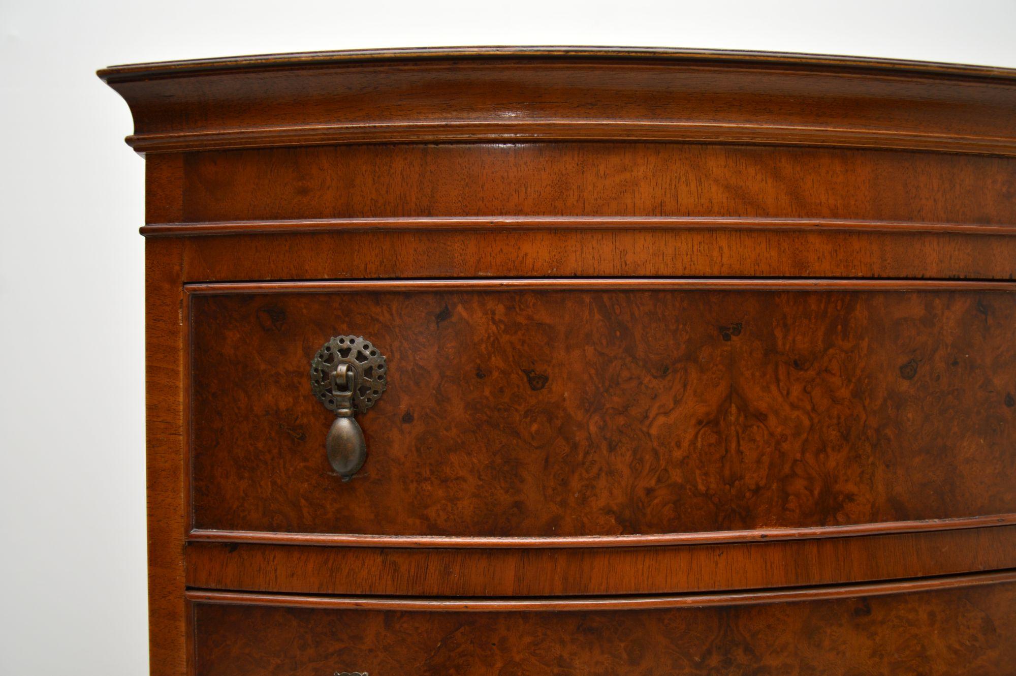 20th Century Antique Burr Walnut Chest on Chest of Drawers