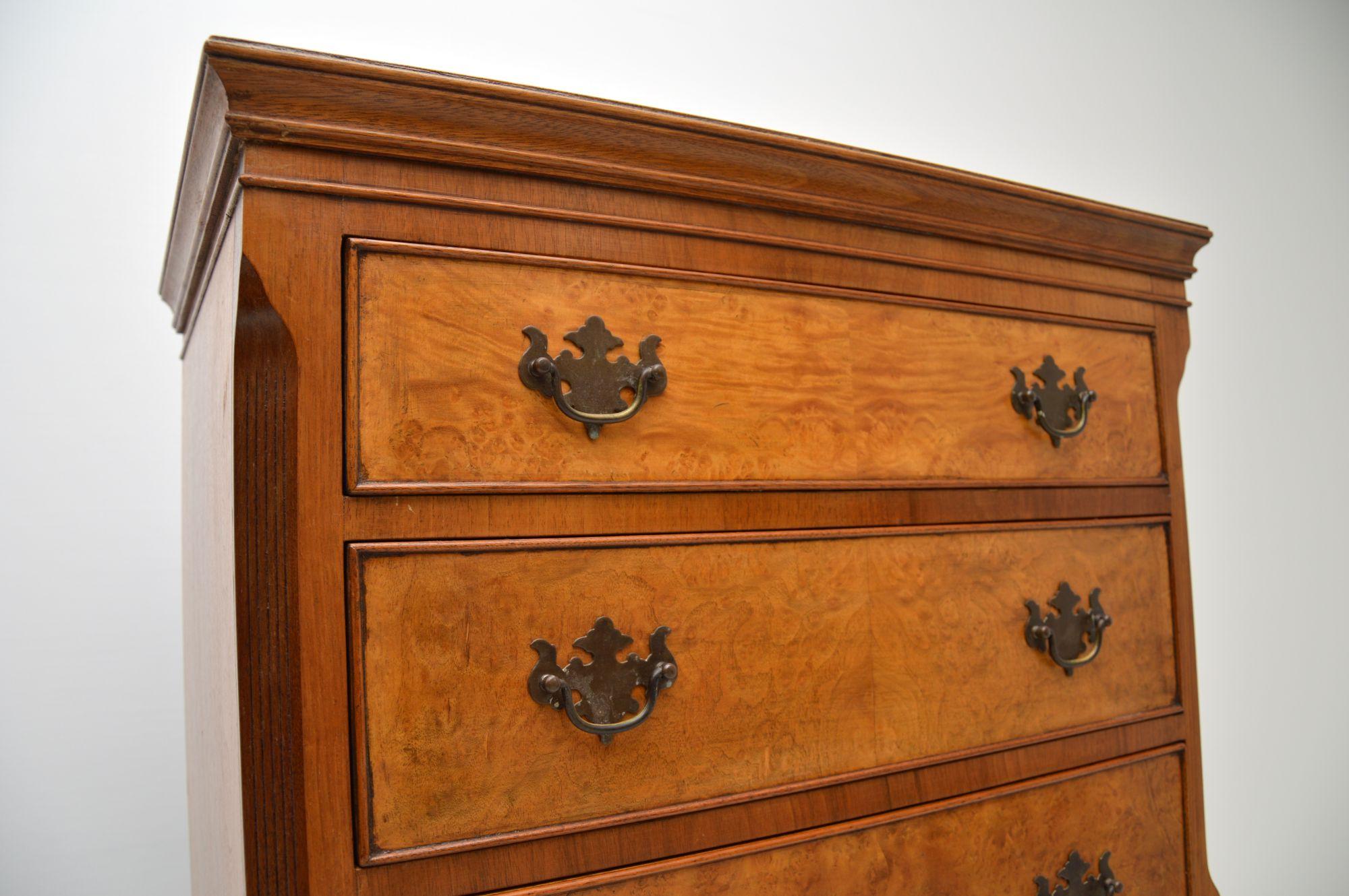Antique Burr Walnut Chest on Chest of Drawers 1