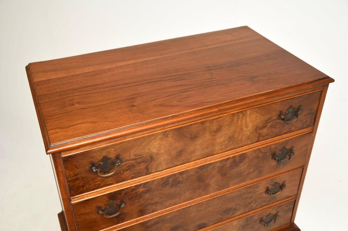 Noyer Coffre ancien en ronce de noyer sur commode en vente