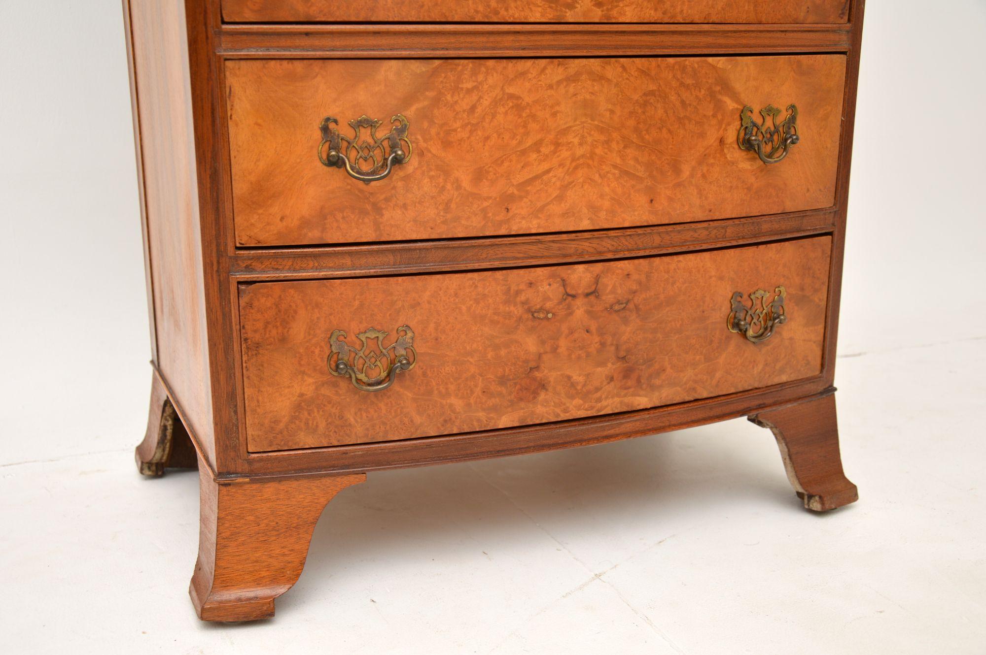 Antique Burr Walnut Chest on Chest of Drawers 4