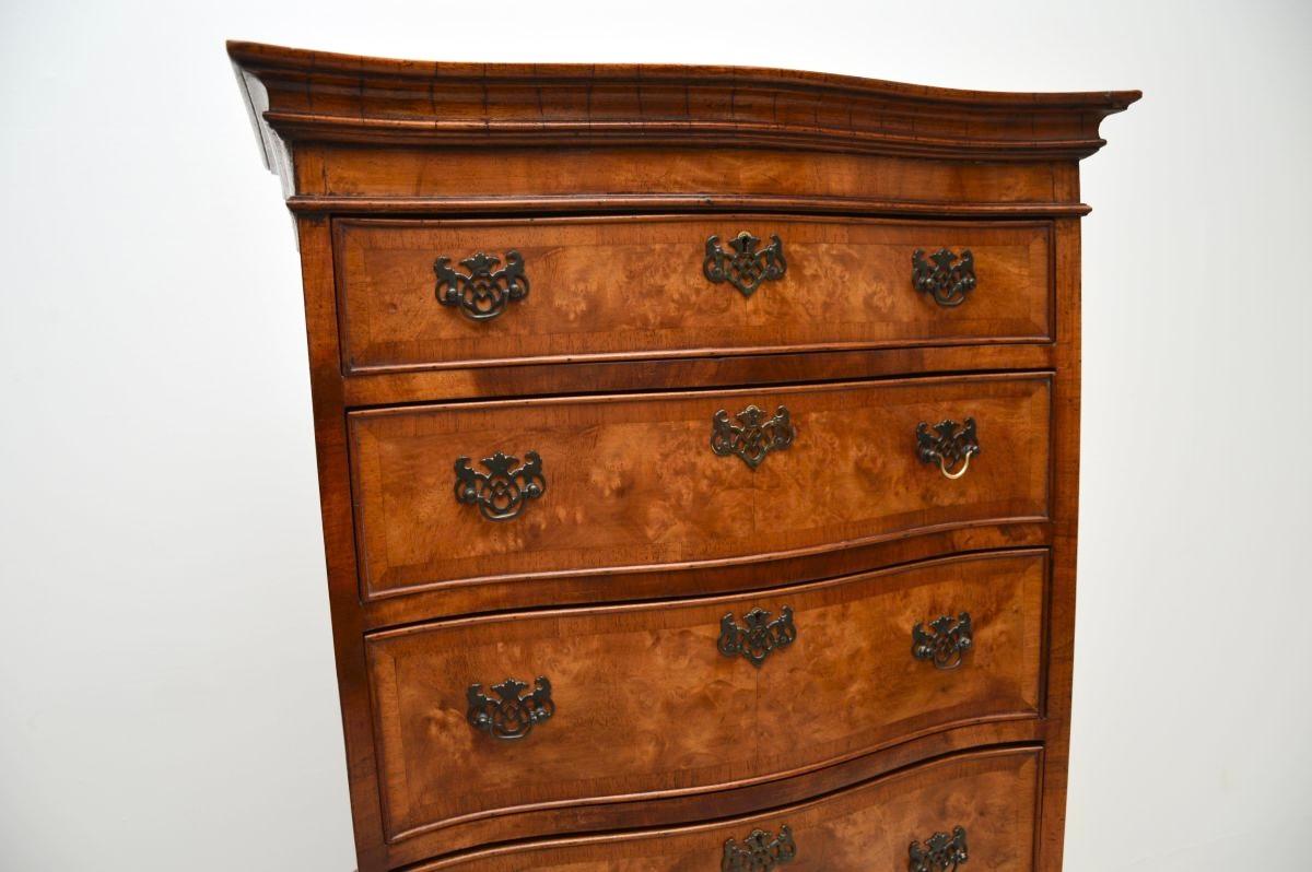 Antique Burr Walnut Chest on Chest of Drawers For Sale 2