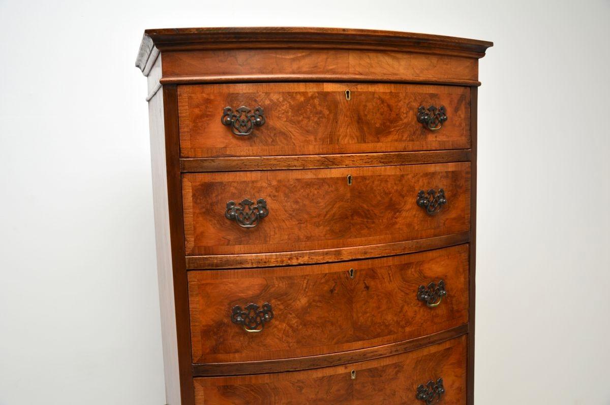 Antique Burr Walnut Chest on Chest of Drawers For Sale 2