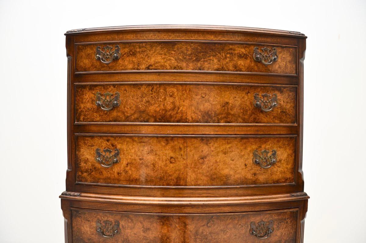 Antique Burr Walnut Chest on Chest of Drawers 3
