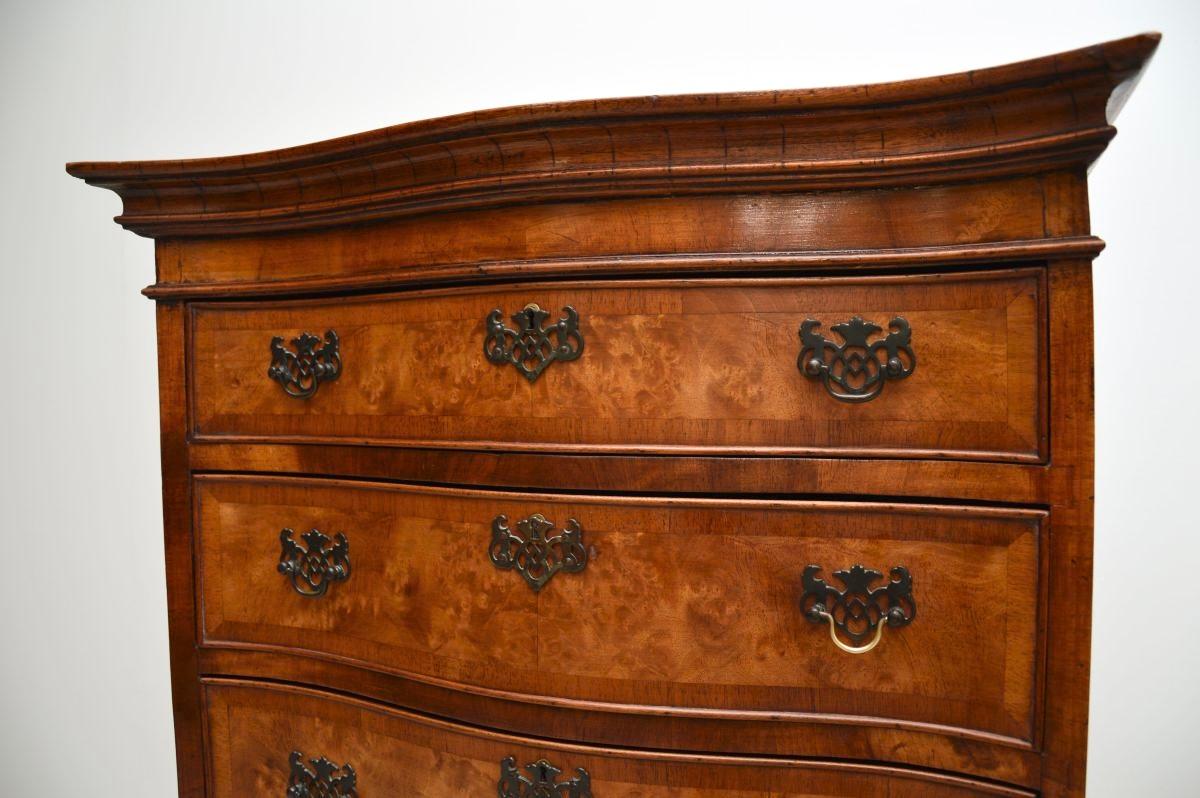 Antique Burr Walnut Chest on Chest of Drawers For Sale 3