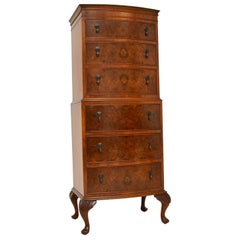 Antique Burr Walnut Chest on Chest of Drawers