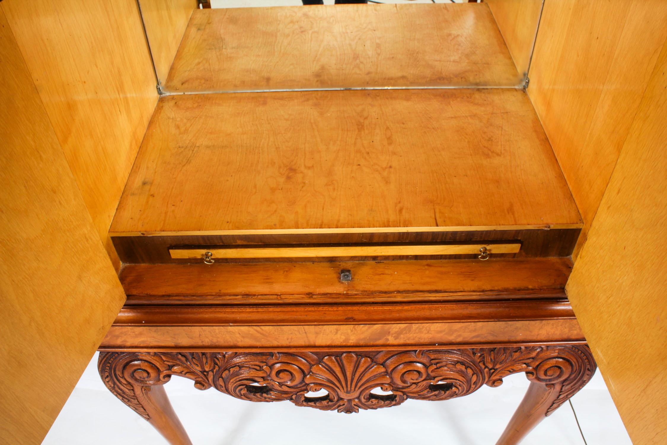 Antico mobile da cocktail in radica di noce per bevande, bar e bicchieri secchi Circa 1930 in vendita 6