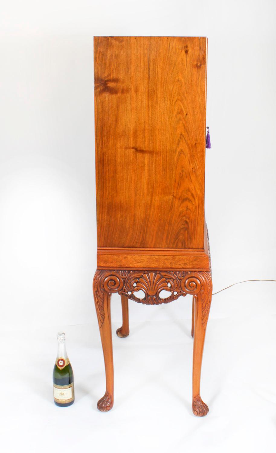 Antico mobile da cocktail in radica di noce per bevande, bar e bicchieri secchi Circa 1930 in vendita 14