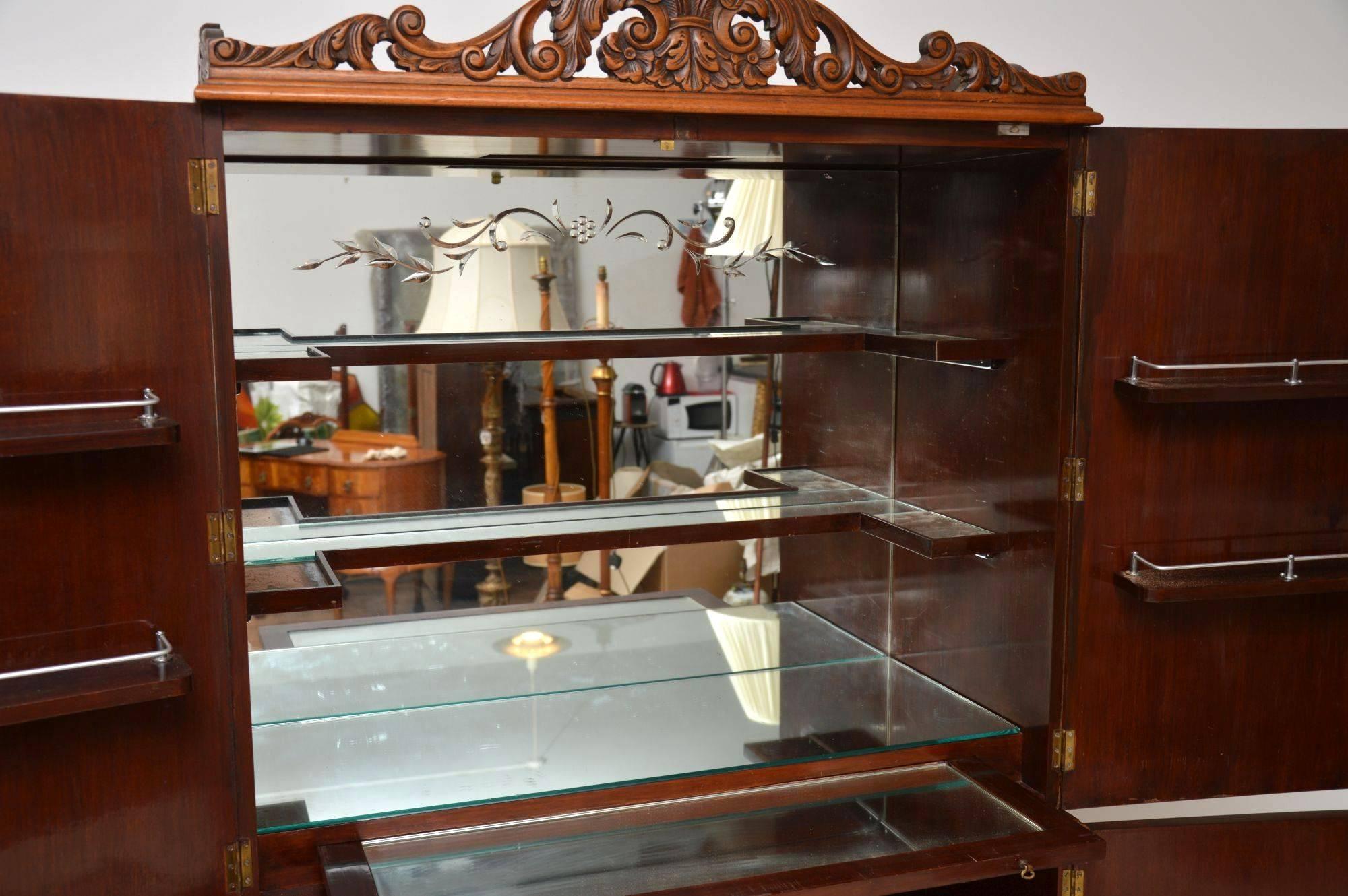 Antique Burr Walnut Cocktail Cabinet 3