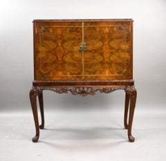Antique Burr Walnut Cocktail Cabinet