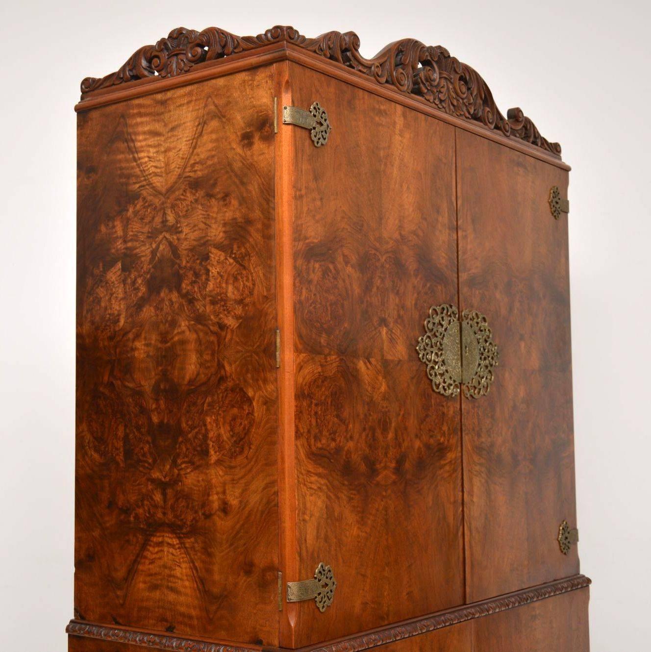Early 20th Century Antique Burr Walnut Cocktail Cabinet