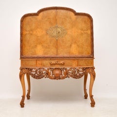 Antique Burr Walnut Cocktail Drinks Cabinet by Hille