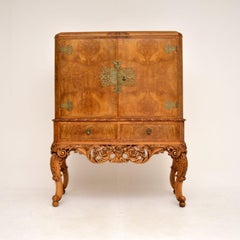 Antique Burr Walnut Cocktail Drinks Cabinet By Hille