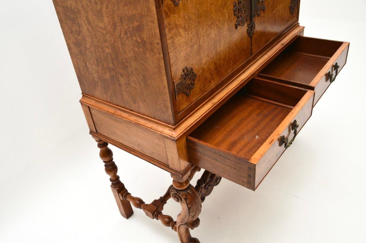 Antique Burr Walnut Cocktail Drinks Cabinet For Sale 6