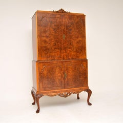 Antique Burr Walnut Cocktail Drinks Cabinet