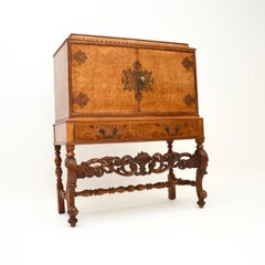 Antique Burr Walnut Cocktail Drinks Cabinet