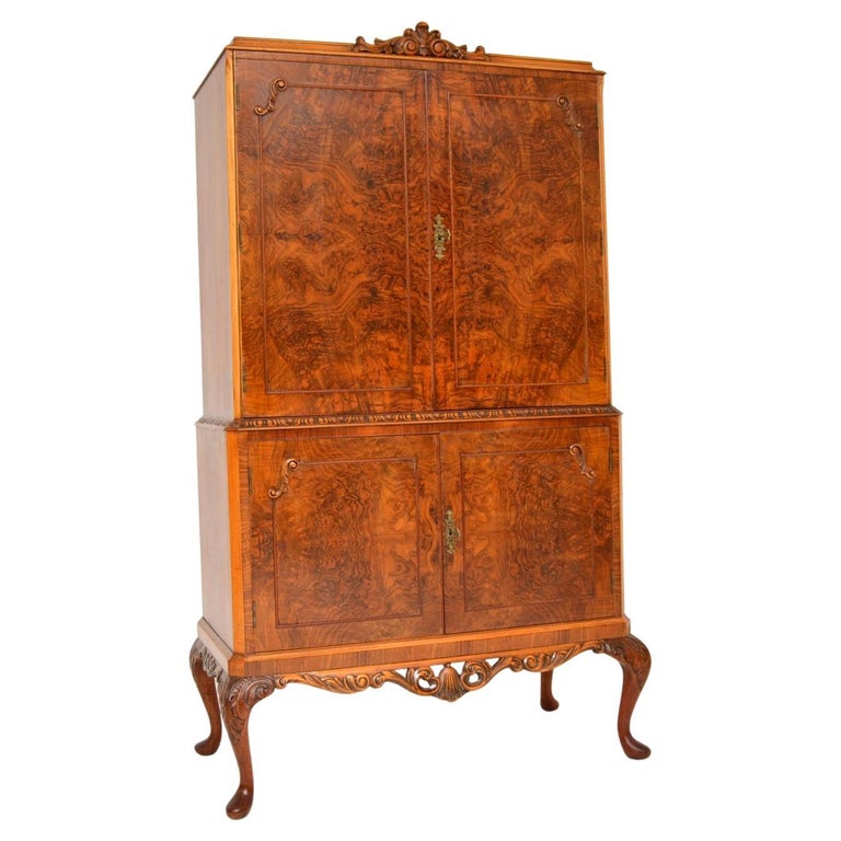 Antique Burr Walnut Cocktail Drinks at 1stDibs