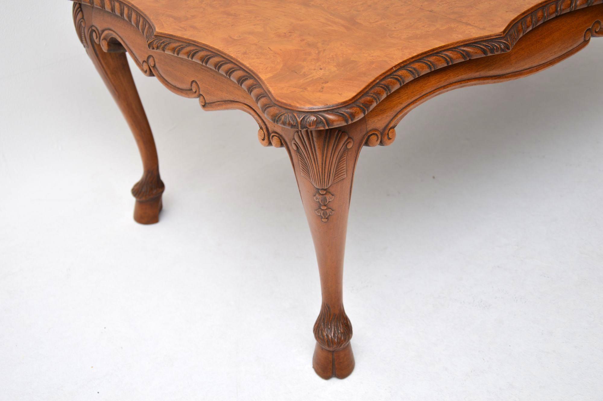 Queen Anne Antique Burr Walnut Coffee Table