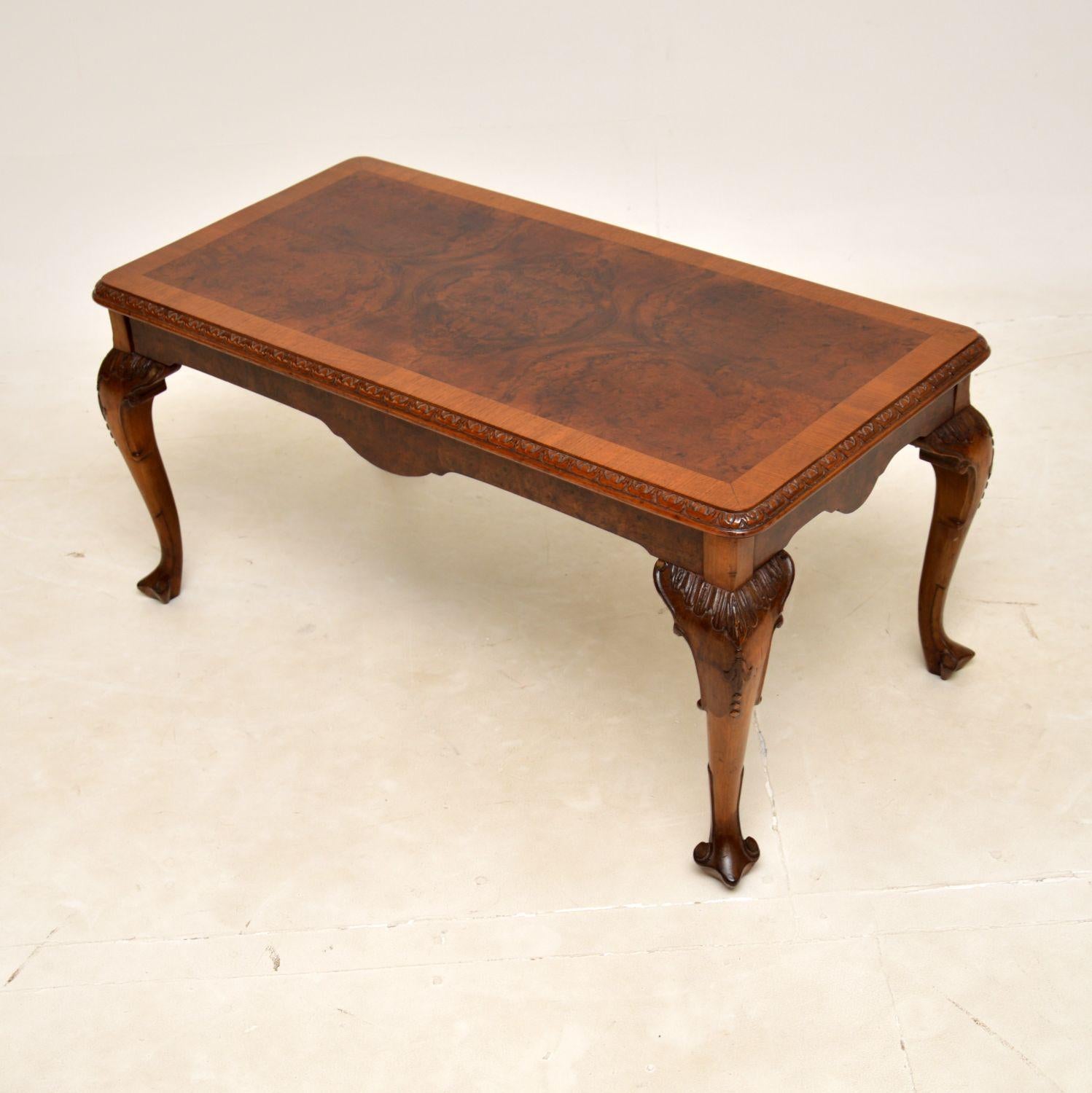 Queen Anne Antique Burr Walnut Coffee Table