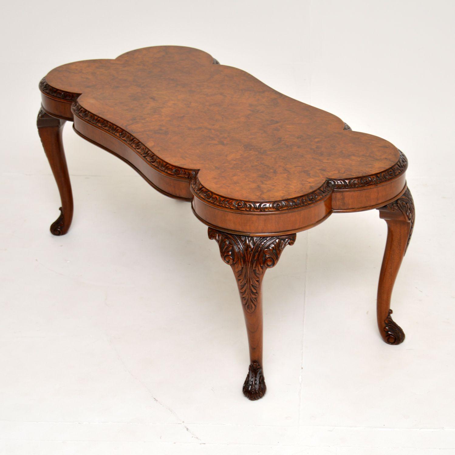 English Antique Burr Walnut Coffee Table