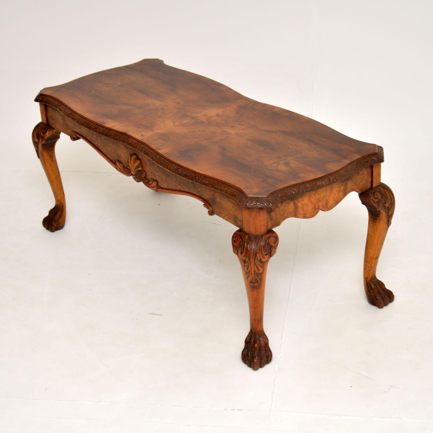 English Antique Burr Walnut Coffee Table