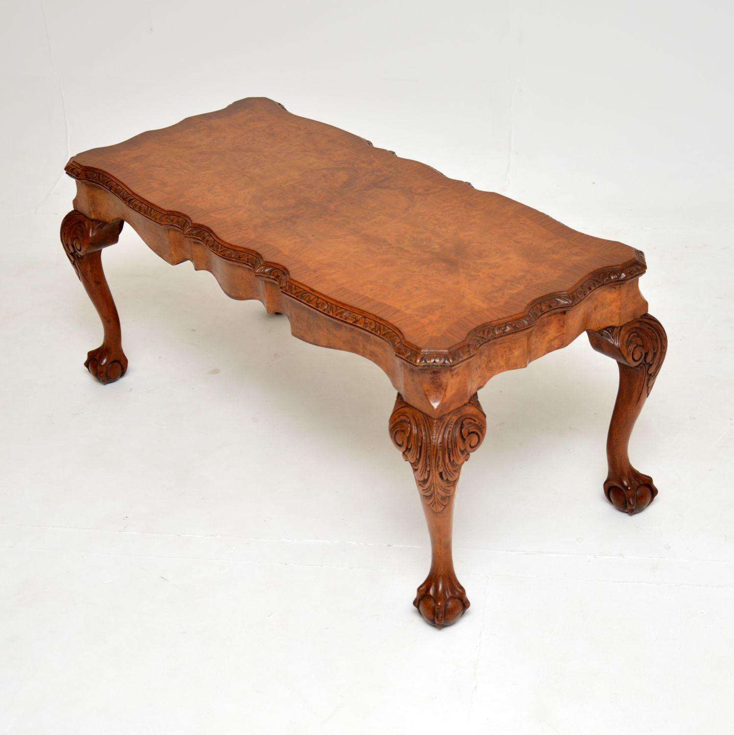 English Antique Burr Walnut Coffee Table