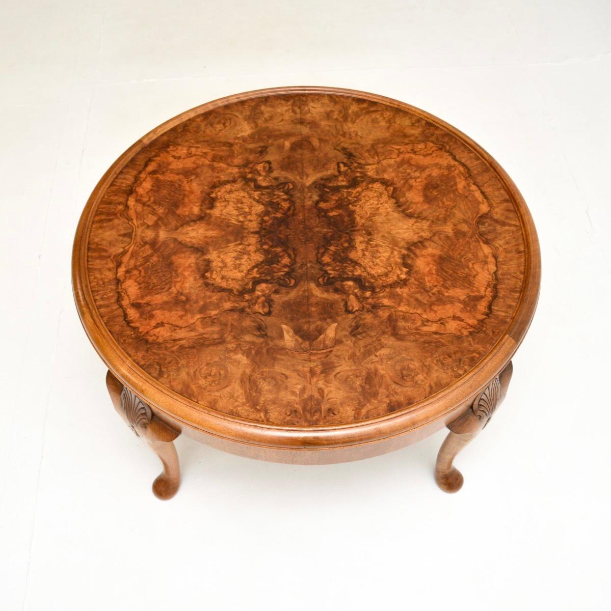 British Antique Burr Walnut Coffee Table