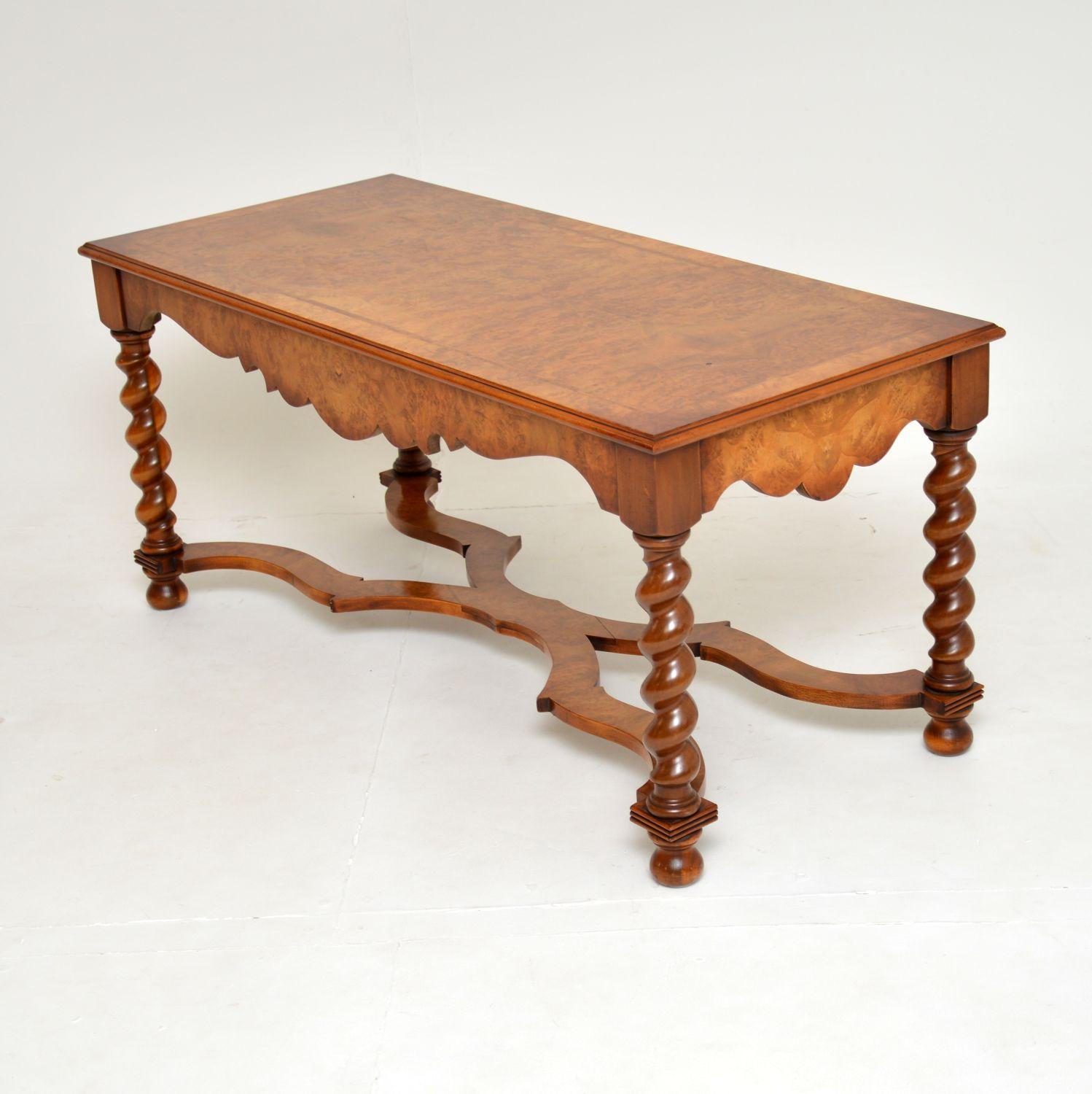 William and Mary Antique Burr Walnut Coffee Table For Sale